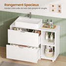 Meuble Salle de Bain Meuble sous Lavabo ave 2 Grand Tiroirs 2 Étagères Ouvertes Installation Possible à Droite ou à Gauche