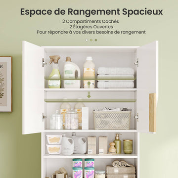 AOGLLATI Meuble Machine à Laver  Meuble Toilette avec Étagère Réglables  2 Compartiments Ouverts