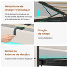 AOGLLATI 140 × 190 cm  lit double avec éclairage LED et port USB, espace de rangement tête de lit réglable sommier à lattes rembourré