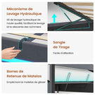 AOGLLATI 140 × 190 cm  lit double avec éclairage LED et port USB, espace de rangement tête de lit réglable sommier à lattes rembourré