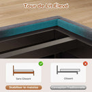 Lit double AOGLLATI 140 x 190 avec multiprise et éclairage LED réglable équipé d'un sommier métallique