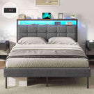 Lit double AOGLLATI 140 x 190 avec multiprise et éclairage LED réglable équipé d'un sommier métallique