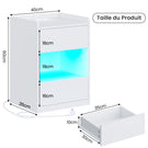 Table de chevet AOGLLATI à LED avec multiprise et station de recharge équipée de 2 tiroirs et d'un compartiment de rangement  40 x 35 x 60 cm
