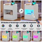 Table de chevet AOGLLATI à LED avec multiprise et station de recharge équipée de 2 tiroirs et d'un compartiment de rangement  40 x 35 x 60 cm