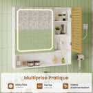 AOGLLATI Meuble de salle de bains avec éclairage LED et prise électrique comprenant une coiffeuse avec miroir et étagères réglables, 6 compartiments de rangement  80 x 16 x 77 cm