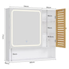 AOGLLATI Meuble de salle de bains avec éclairage LED et prise électrique comprenant une coiffeuse avec miroir et étagères réglables, 6 compartiments de rangement  80 x 16 x 77 cm