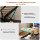Lit simple avec rangement AOGLLATI 90 x 200 avec multiprise et éclairage LED réglable doté de 5 compartiments de rangement et d'un espace de rangement sous le lit en lin gris foncé
