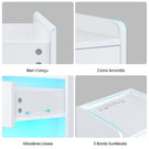 Table de chevet AOGLLATI à LED avec multiprise et station de recharge équipée de 2 tiroirs et d'un compartiment de rangement  40 x 35 x 60 cm