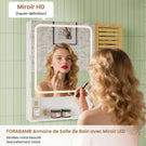 AOGLLATI Meuble de salle de bains avec éclairage LED et prise électrique comprenant une coiffeuse avec miroir et étagères réglables, 6 compartiments de rangement  80 x 16 x 77 cm