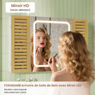 AOGLLATI Meuble de salle de bains avec éclairage LED et prise électrique comprenant une coiffeuse avec miroir et étagères réglables, 6 compartiments de rangement 90x16x60cm