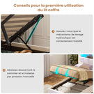 Lit simple avec rangement AOGLLATI 90 x 200 avec multiprise et éclairage LED réglable doté de 5 compartiments de rangement et d'un espace de rangement sous le lit en lin gris foncé