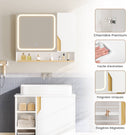 Meuble de Salle de Bain avec Éclairage LED et Miroir HD Armoire Miroir Salle de Bain avec 3 Étagères Réglables