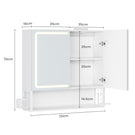 Meuble de Salle de Bain avec Éclairage LED  Multiprise Armoire de Toilett ave Étagère Réglable 3 Températures Lumière