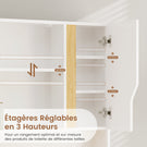 Meuble de Salle de Bain avec Éclairage LED et Miroir HD Armoire Miroir Salle de Bain avec 3 Étagères Réglables