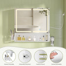 Meuble de Salle de Bain avec Éclairage LED  Multiprise Armoire de Toilett ave Étagère Réglable 3 Températures Lumière