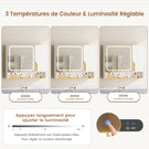 Meuble de Salle de Bain avec Éclairage LED et Miroir HD Armoire Miroir Salle de Bain avec 3 Étagères Réglables
