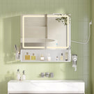 Meuble de Salle de Bain avec Éclairage LED  Multiprise Armoire de Toilett ave Étagère Réglable 3 Températures Lumière