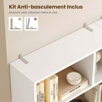 Bibliothèque Étagère à 6 Niveaux Cloison Séparateur, Présentoir Meuble de Rangement avec 12 Compartiments Ouverts