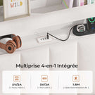 AOGLLATI Lit 140x200 avec Éclairage LED et Multiprise avec 4 Grands Tiroirs 2 Étagère Ouverte et 4 Compartiments Latéraux
