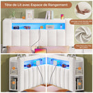 AOGLLATI Lit 140x200 avec Éclairage LED et Multiprise avec 4 Grands Tiroirs 2 Étagère Ouverte et 4 Compartiments Latéraux