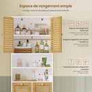 Meuble Colonne de Salle de Bain Armoire de Salle de Bain avec Panier à Linge 2 Paniers Lavables 50L