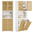Meuble Colonne de Salle de Bain Armoire de Salle de Bain avec Panier à Linge 2 Paniers Lavables 50L