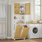Meuble Colonne de Salle de Bain Armoire de Salle de Bain avec Panier à Linge 2 Paniers Lavables 50L