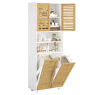 Meuble Colonne de Salle de Bain Armoire de Salle de Bain avec Panier à Linge 2 Paniers Lavables 50L