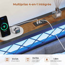 AOGLLATI Canapé Lit 140x200 avec Étagère Ouverte et 2 Grands Tiroirs Lit 140x200 avec Éclairage LED et Multiprise