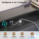 AOGLLATI Lit 140x190 avec Sommier en Métal Noir Lit Double avec Multiprise USB Ruban LED et 3 Étagères Ouvertes