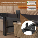 AOGLLATI Lit 140x190 avec Sommier en Métal Noir Lit Double avec Multiprise USB Ruban LED et 3 Étagères Ouvertes