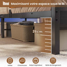 AOGLLATI Lit 140x190 avec Sommier en Métal Noir Lit Double avec Multiprise USB Ruban LED et 3 Étagères Ouvertes
