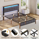 Lit AOGLLATI 140 x 200 lit double équipé d'un éclairage LED de 4 ports USB de 2 étagères ouvertes et d'un espace de rangement de 31 cm sous le sommier