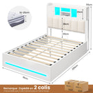 Lit AOGLLATI 90 x 200 avec rangement hydraulique et rangement en tête de lit lit pour adolescent avec éclairage LED et station de recharge lit simple rembourré avec sommier en bois