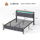 Lit AOGLLATI 160 x 200 lit double équipé d'un éclairage LED de 4 ports USB de 2 étagères ouvertes et d'un espace de rangement de 31 cm sous le sommier