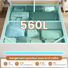 Lit AOGLLATI 90 x 200 avec rangement hydraulique et rangement en tête de lit lit pour adolescent avec éclairage LED et station de recharge lit simple rembourré avec sommier en bois