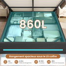 Lit double AOGLLATI 140 × 200 cm avec rangement hydraulique équipé d'un espace de rangement en tête de lit d'un éclairage d'ambiance LED d'une station de recharge USB et d'une tête de lit rembourrée