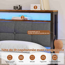 Lit AOGLLATI 160 x 200 lit double équipé d'un éclairage LED de 4 ports USB de 2 étagères ouvertes et d'un espace de rangement de 31 cm sous le sommier