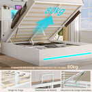 Lit double AOGLLATI 140 × 190 cm avec rangement hydraulique équipé d'un espace de rangement en tête de lit d'un éclairage d'ambiance LED d'une station de recharge USB et d'une tête de lit rembourrée