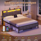 Lit AOGLLATI 160 x 200 lit double équipé d'un éclairage LED de 4 ports USB de 2 étagères ouvertes et d'un espace de rangement de 31 cm sous le sommier