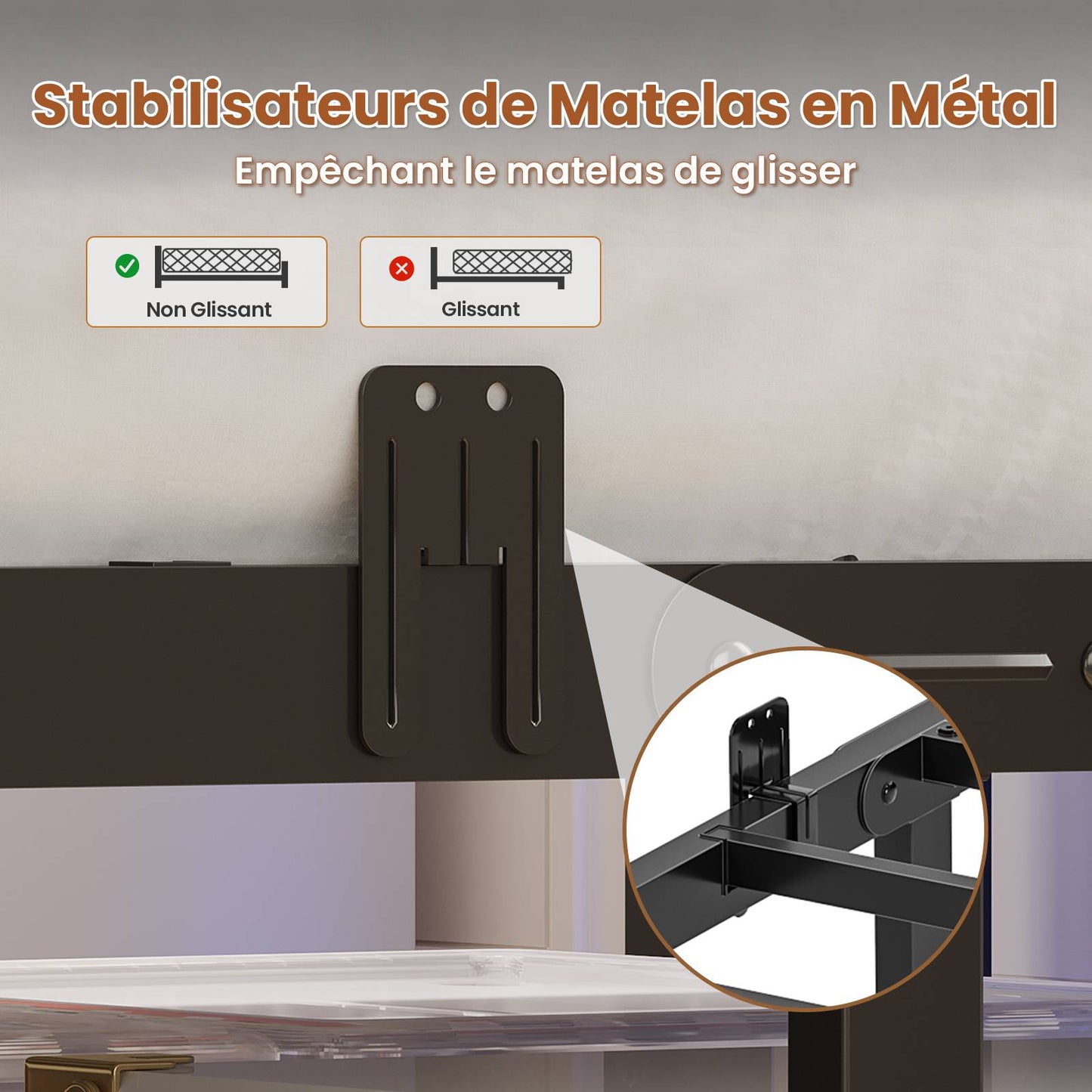Lit AOGLLATI 140 x 200 lit double équipé d'un éclairage LED de 4 ports USB de 2 étagères ouvertes et d'un espace de rangement de 31 cm sous le sommier