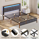 Lit AOGLLATI 160 x 200 lit double équipé d'un éclairage LED de 4 ports USB de 2 étagères ouvertes et d'un espace de rangement de 31 cm sous le sommier