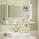 Armoire Murale Salle de Bain avec Éclairage LED & Prise Armoire de Toilette avec Miroir HD Étagère Réglable