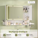 Armoire Murale Salle de Bain avec Éclairage LED & Prise Armoire de Toilette avec Miroir HD Étagère Réglable