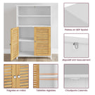 Meuble de salle de bains meuble de rangement de cuisine doté de 2 étagères ouvertes et de 2 portes en bambou adapté à la salle à manger à la cuisine et au salon 60 x 30 x 100 cm