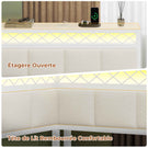 Canapé Lit 90x200 avec Étagère Ouverte et 2 Grands Tiroirs Lit Coffre 90x200 avec Éclairage LED et Multiprise