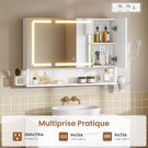 Armoire Murale Salle de Bain avec Éclairage LED et Prises Armoire de Toilette Miroir avec et Étagère Réglable