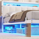 AOGLLATI Cadre de Lit 160x200 avec Multiprise et Éclairage LED Lit 2 Personnes Flottant avec Tête de Lit Rangement