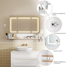 Armoire Murale Salle de Bain avec Éclairage LED et Prises Armoire de Toilette Miroir avec et Étagère Réglable