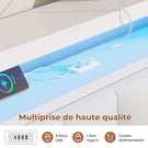 AOGLLATI Cadre de Lit 160x200 avec Multiprise et Éclairage LED Lit 2 Personnes Flottant avec Tête de Lit Rangement